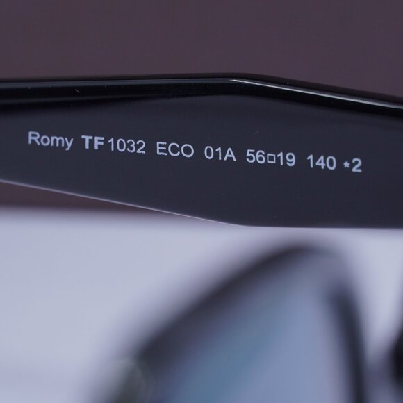 Tom Ford Romy FT1032 01A Geometric Sunglasses - Black/Smoke Blue